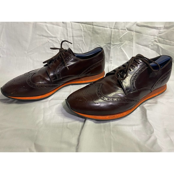 Prada Burgundy Wingtip Derby w/ Orange Sole - Picture 1 of 7